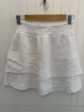 C&C California White Tiered Gauze A-Line Skirt